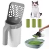 2 in 1 PP Plastic Cat Litter Scooper with Holder - Better Than Traditional Cleaning, With Handle Pooper Scoopers, 1-Hand Operation, Fast Rinse Clean, Large Capacity Portable Shovel, 45 Refill Bags (3 Boxes of 15), Convenient Daily Cleaning Pet Supplies