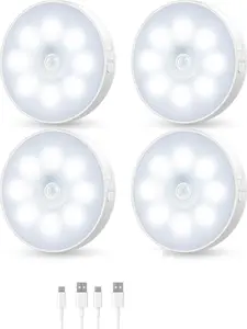 Rechargeable Night Light, Motion Sensor Battery Night Light, Mini Stick-on LED Closet Light for Bedroom, Kitchen, Washroom, Stairs, Hallway