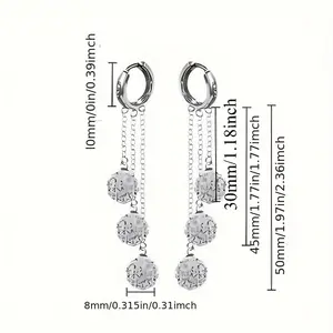 1 pair of S925 silver women's fashion pendant earrings (ear drops, ear accessories). 3 Shambhala beads, tassels, sparkling rhinestones. Luxurious and elegant, an excellent gift for holidays and weddings men Bear Necklace safety pin