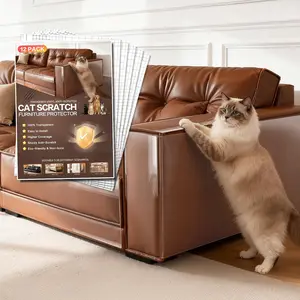 12 Pack Cat Scratch Protector for Leather Couches Easy-Apply Removable Anti-Scratch Sofa Guard Tape for Cat Claws
