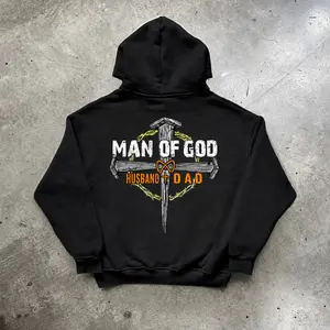 Christian Father’s Day Hoodie – Man of God Husband Dad Tee, Faith Family Church Graphic 100% Cotton Summer Apparel.
