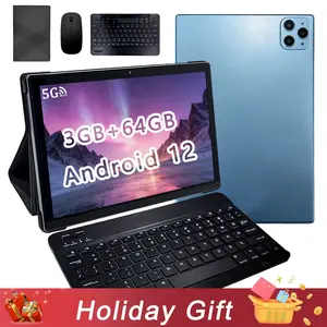 10.1-inch tablet computer, Touchscreen tablet, 9-in-1 Accessories Kit, Android 12 system, expandable 1TB, supports 5G network, internet access, touch screen, dual cameras, with protective case, keyboard, mouse, adapter, touch pen