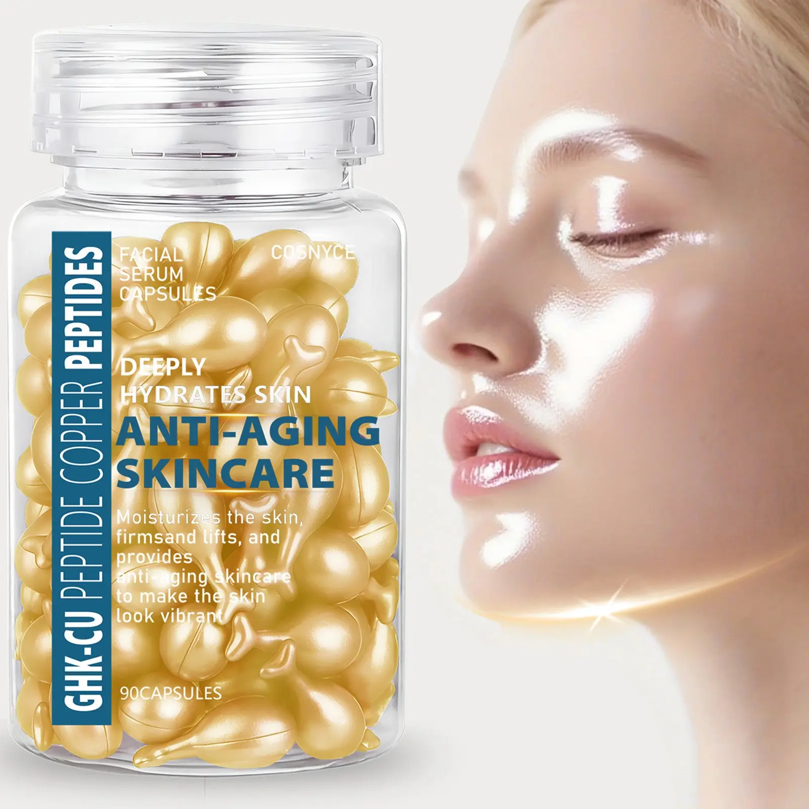 Cosnyce Facial Essence Capsules, Beauty Serum Formula, Vitamin E Hyaluronic Acid, Moisturizing and Hydrating, Anti Age Boost, Skincare, Beauty Products