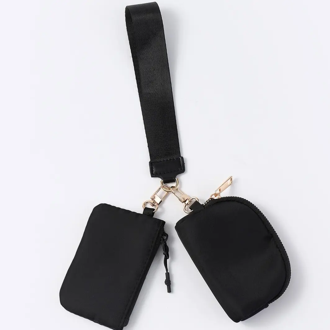 Women's 2-in-1 Durable Nylon Wristlet Wallet with Keychain - Hands-free, Multi-Compartment Card Holder and Detachable Coin Purse for Travel, Heavy-Duty Hardware