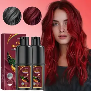 Red wine hair color hair dye shampoo, Hair coloring, with ginger and ginseng extracts, three in one, instantly covers white hair, suitable for natural hair and scalp care, men and women, Herbal Hair Dye