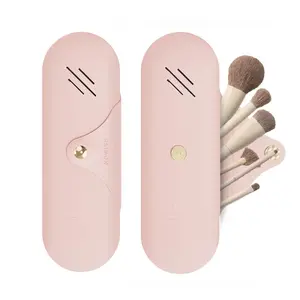 New Pink Travel Makeup Brush Holder, Magnetic Anti-fall Out Silicone Portable Brush Holder, Sleek Makeup Tools Organizer