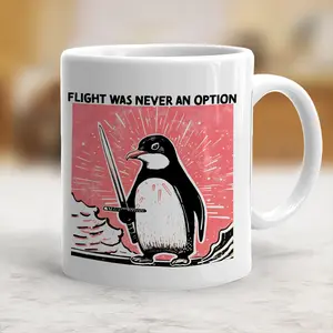 Penguin With Sword, Flight Was Never An Option Coffee Mug - scs13112