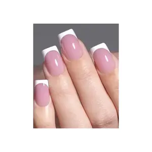 Press-on White French Tip Nails Soft Gel X Full Cover Pink & White, 32 Pieces 2 Pack for Easy Application & Salon-Quality Results