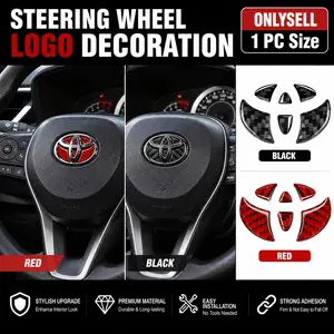 1Pc 3D Carbon Fiber Pattern Car Badge Logo Steering Wheel Center Logo Decoration Sticker Interior Steering Wheel Decoration Car Accessories for Toyota Corolla C-hr Rav4 86 Avensis T25 Auris Land Cruiser Yaris Hilux Prius Camry