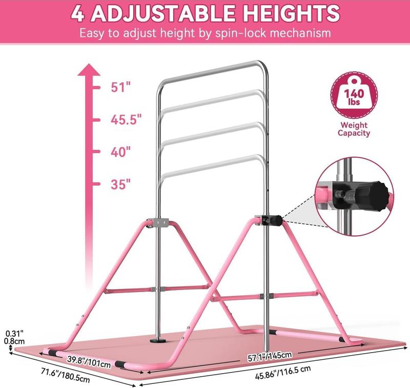 Gymnastics Bar for , Adjustable Height Gymnastic Horizontal Bars,Junior  Bar  Folding  Monkey Bars for  Using