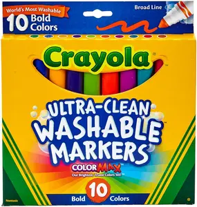 Crayola Ultra Clean Washable Markers, 10 Count Broad Line Classic Color Set