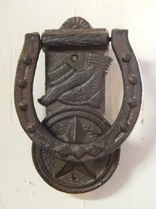 Jantiques Cast Iron Western Boot Hat and Lone Star Door Knocker 6.25" x 4.5" Vintage Style Cowboy Boot Design