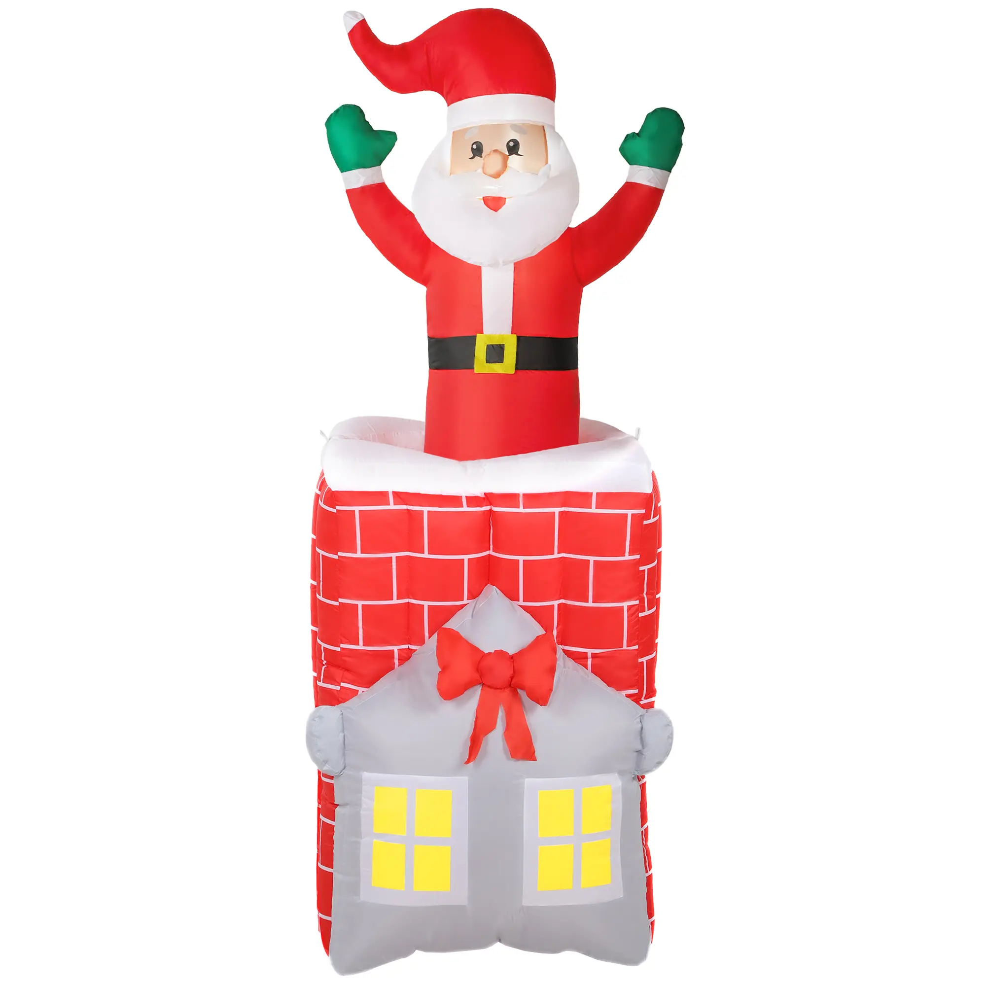7FT Christmas Inflatable Santa in Chimney Up and Down – Blow Up Decoration with Built-in LED Lights for Indoor Party. Dynamic Rising Santa. Weather-Resistant. Easy Setup. 31.5"W x 35.4"D x 82.7"H
