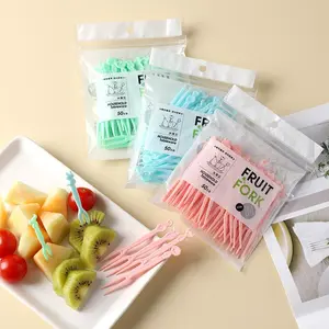 Disposable Fruit Forks Plastic Set, Two-Tine Home Versatile Use for Fruits Cakes Desserts Snacks, Small Disposable Forks Pack of 3, Party Supplies