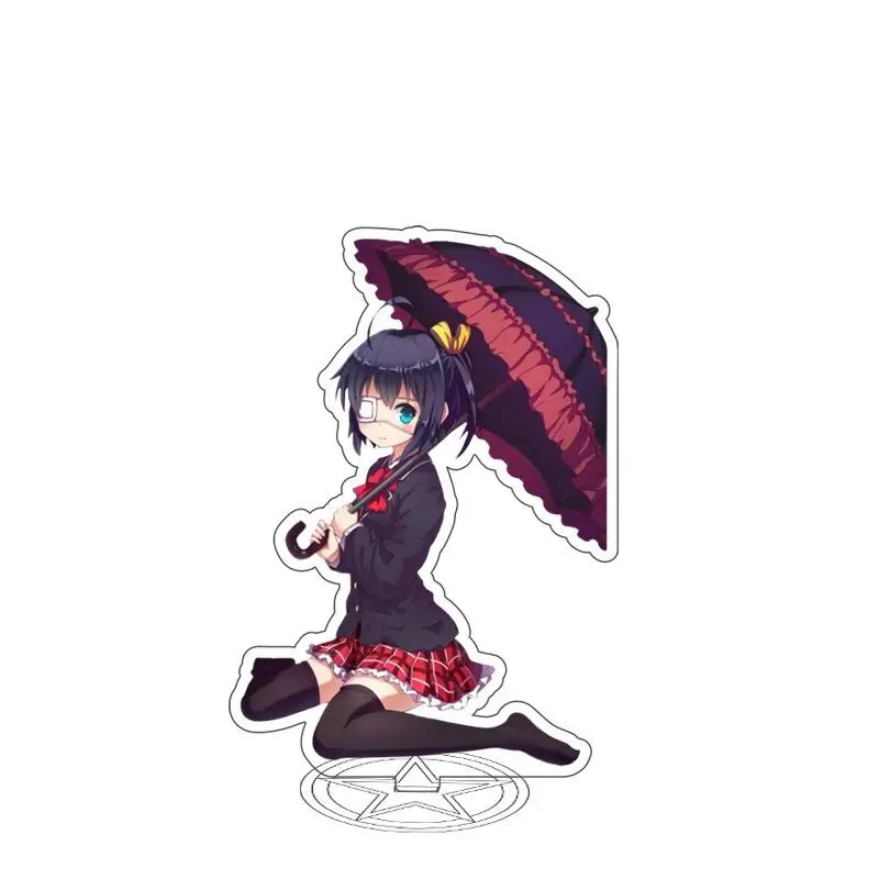 15cm Anime Takanashi Rikka Togashi Yuuta Stand Figure Cartoon Double Sided Desktop Standing Action Model Plate Toy