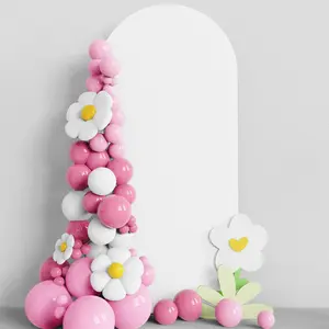 6FT Wedding Arch White Fitted Spandex Cover 2-Sided Round Top Chiara Backdrop Stand Covers for Birthday Banquet Decoration
