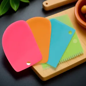 Flexible Fondant Scraper, High-Temp Anti-Stick Baking Tool, Cake Icing Smoother, Professional 4-in-1 Shaper, Antibacterial & Easy Clean Design.