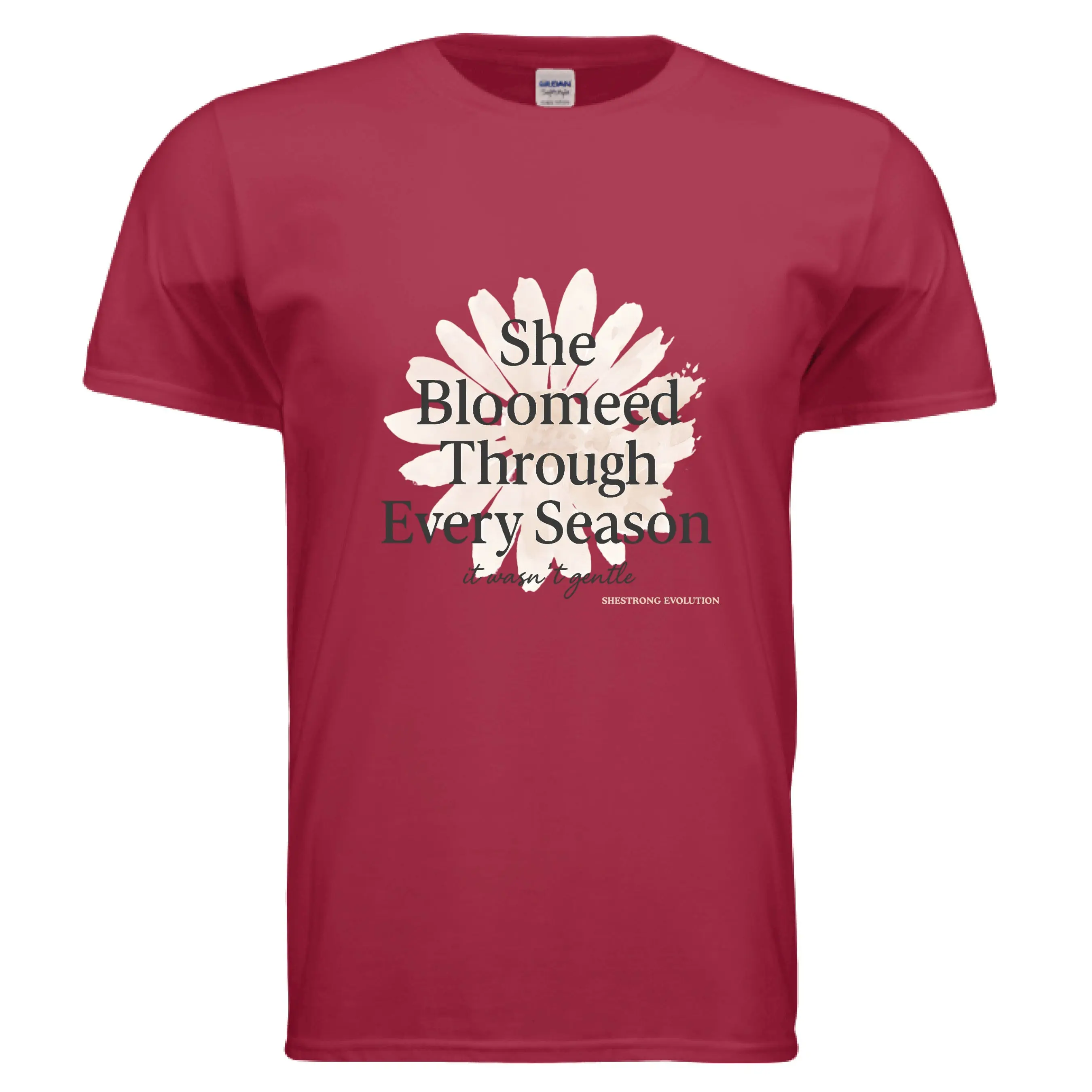 Women's She Bloomed Cotton Jersey Short Sleeve T-Shirt - Fit Casual Gym Top for Pairing with Leggings, Print