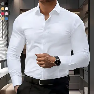 Business non-stretch long-sleeved shirt for men - High-end, fitted professional formal wear - Suitable for interviews and daily commutes - Basic color shirt that goes well with everything