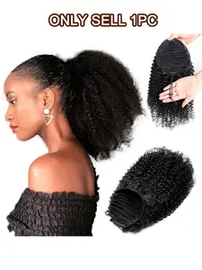 Kinky Curl Ponytail Net Hairpiece 8-14 Inches, Real Human Hair Wig, Natural Look, Easy to Wear, Perfect for Daily Use