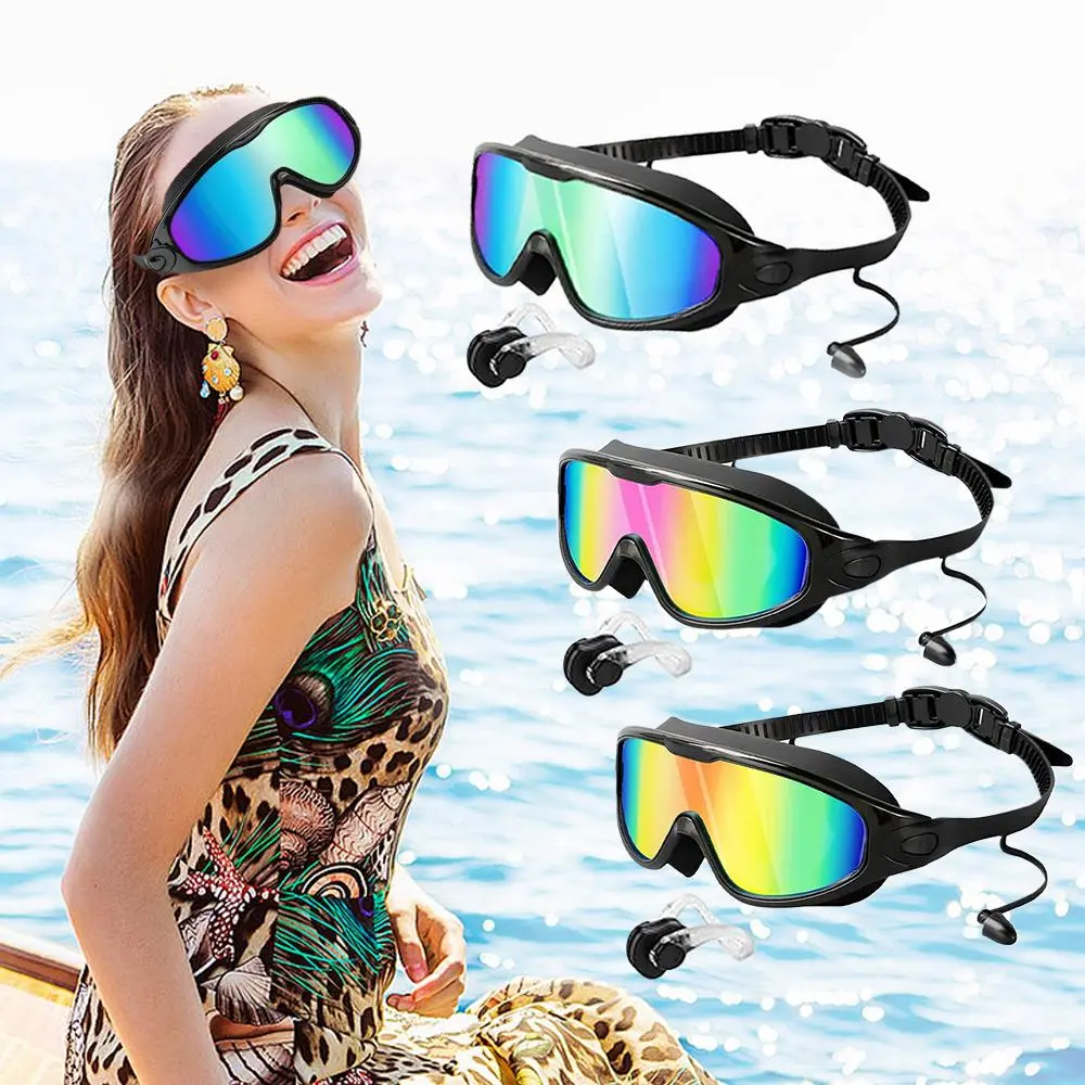 Swim Goggles 1 Pack for Adult Men Women, Anti-fog UV Protection No Leak 180° Wide View Clear Vision Pool Goggles