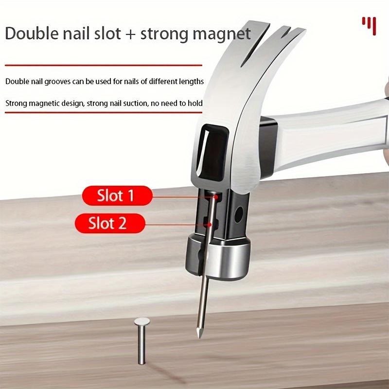 2-in-1 High Carbon Steel Claw Hammer with Nail Puller - Double Groove Design, Round Head Safety - Ideal for Home, Industrial, and Emergency Use, Portable for Carpentry and Camping