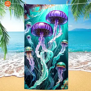 1pc jellyfish pattern Beach Towel-30*60inch, Stain and Sand Resistant, Quick Drying, Windproof&Sun Protective-Modern Style-Suitable for Travel, Picnic, Outdoor Vacation, Swimming, Camping-Perfect Gift for Summer