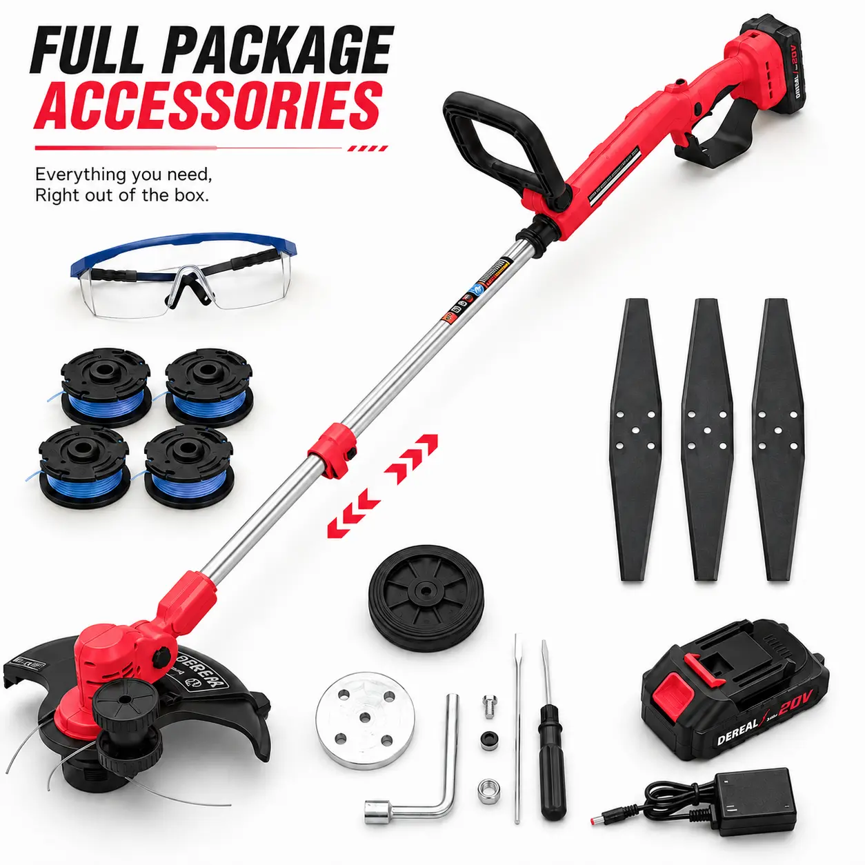 Cordless Lawn Mower, Garden Tool (Mower, Trimmer, Edger) with 21V Batteries, Lightweight for Small to Medium Backyards Grass Cutting Tool Grasscutters