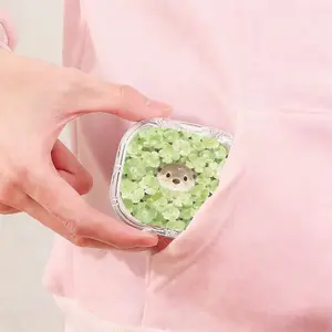 Green Floral Otter Printed Retainer Box High Value Transparent Denture Case Home Travel Universal Orthodontic Retainer Box Wear Resistant Compression Proof Teeth Storage Case