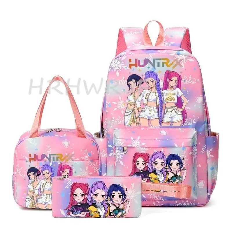 KPop Demon Hunters Backpack Simple Large Capacity Sports Travel Backpack Students Laptop School Bags Leisure Backpack 3pcs YK2