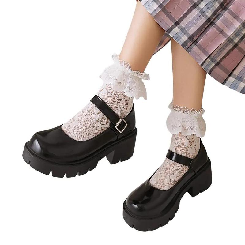 Mary Janes Shoes PlatformDress Low Heel Chunky Pumps Round Toe AnkleStrap Pumps Shoes '90s retro Oxfords
