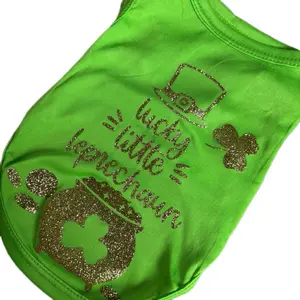 Little Leprechaun Pet Shirt - Green, Perfect for St. Patrick's Day, Featuring Leprechaun Design and Party Wishes