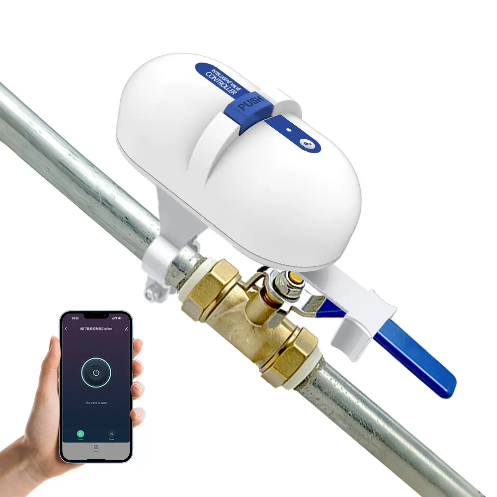 WiFi Smart Water Valve Controller, Remote Shutoff for 1/2 to 1 in Pipe
