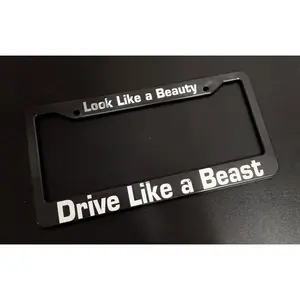 Look Like a Beauty Drive Like a Beast Car License Plate Frame Black Plastic or Aluminum Truck Car Van Décor Vehicle Accessories Gifts Auto Parts