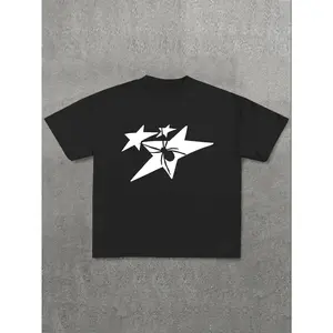 Men's Regular Fit Classic Star Print Round Neck Short Sleeve Tee, Casual Crew Neck T-Shirt for Daily Wear, Menswear for All Seasons