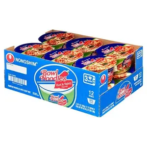 Nongshim Bowl Noodle Hot & Spicy Ramen Noodle Soup Bowl, 3.03oz X 12, Shelf-Stable