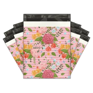 10x13 Oxo Biodegradable Floral Rose Poly Mailers – Shipping Bags for Small Business