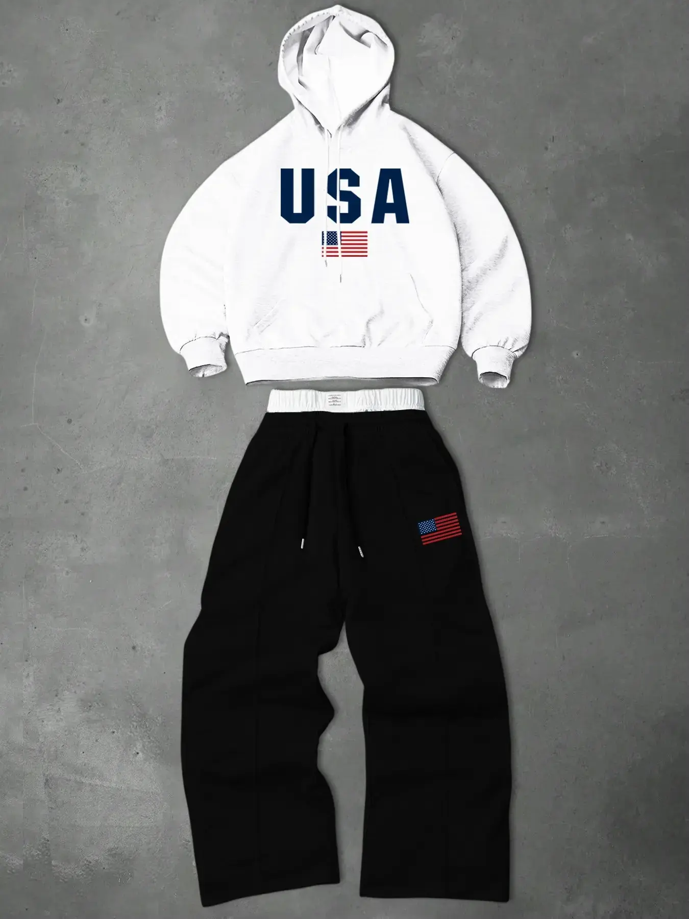 Men's Preppy Two-Piece Tracksuit, Hooded Sweatshirt & Drawstring Trousers, Lettering & Graphic Designs, Fall & Winter Fashion, Streetwear Tracksuit Set, Sweatsuit Loose