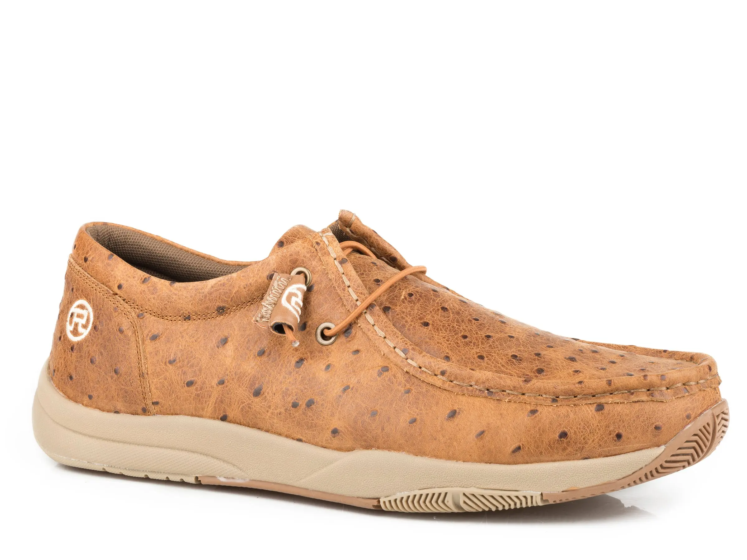 Mens Tan Stamped Ostrich Leather