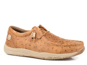 Mens Tan Stamped Ostrich Leather