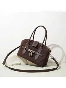 Suede Boston bag original simple shoulder bag femininity business office worker commuter leather messenger handbag