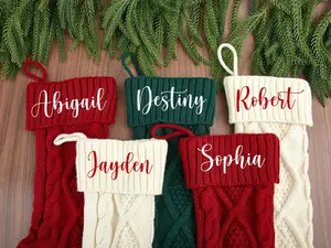 2024 Christmas Family Stocking Embroidered Christmas Stocking Knitted Stockings With Name Custom Monogram Stocking Holiday Decor Gift