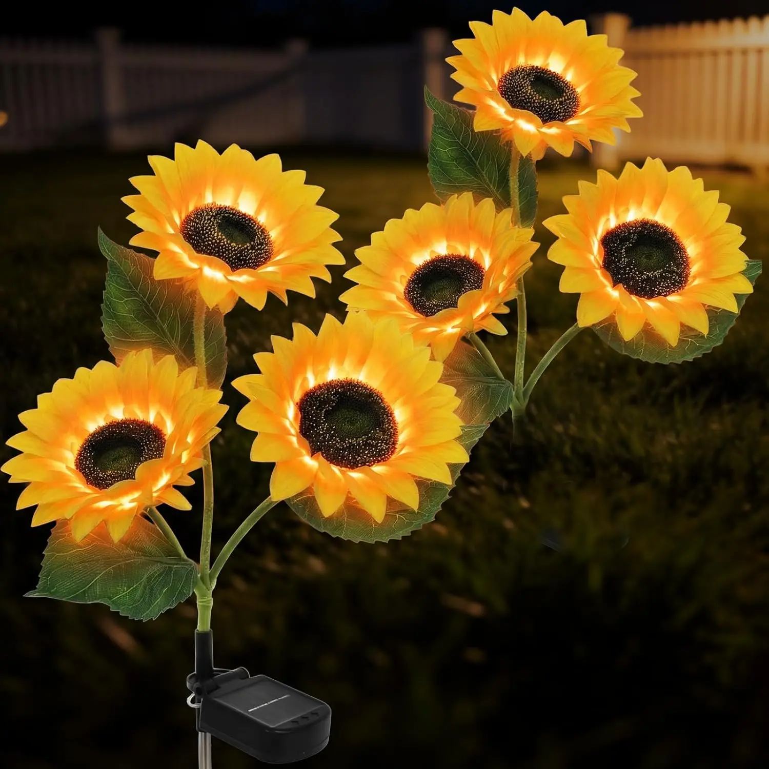 2 Pack Solar Sunflower Lights, Waterproof Sunflowers Solar Lights for Garden Yard Decorations - Solar Powered Grave Flowers for Cemetery, Memorial Day, Christmas, Mother's Day, Father Day Gift
