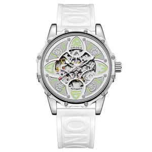 ONOLA Four Leaf Clover Automatic Mechanical Watch Men Women Waterproof Rubber Strap