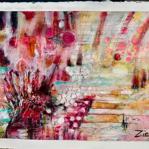 Balancing Tatters  22x30 inch Abstract Oil Painting on Paper by Theresa Zingg