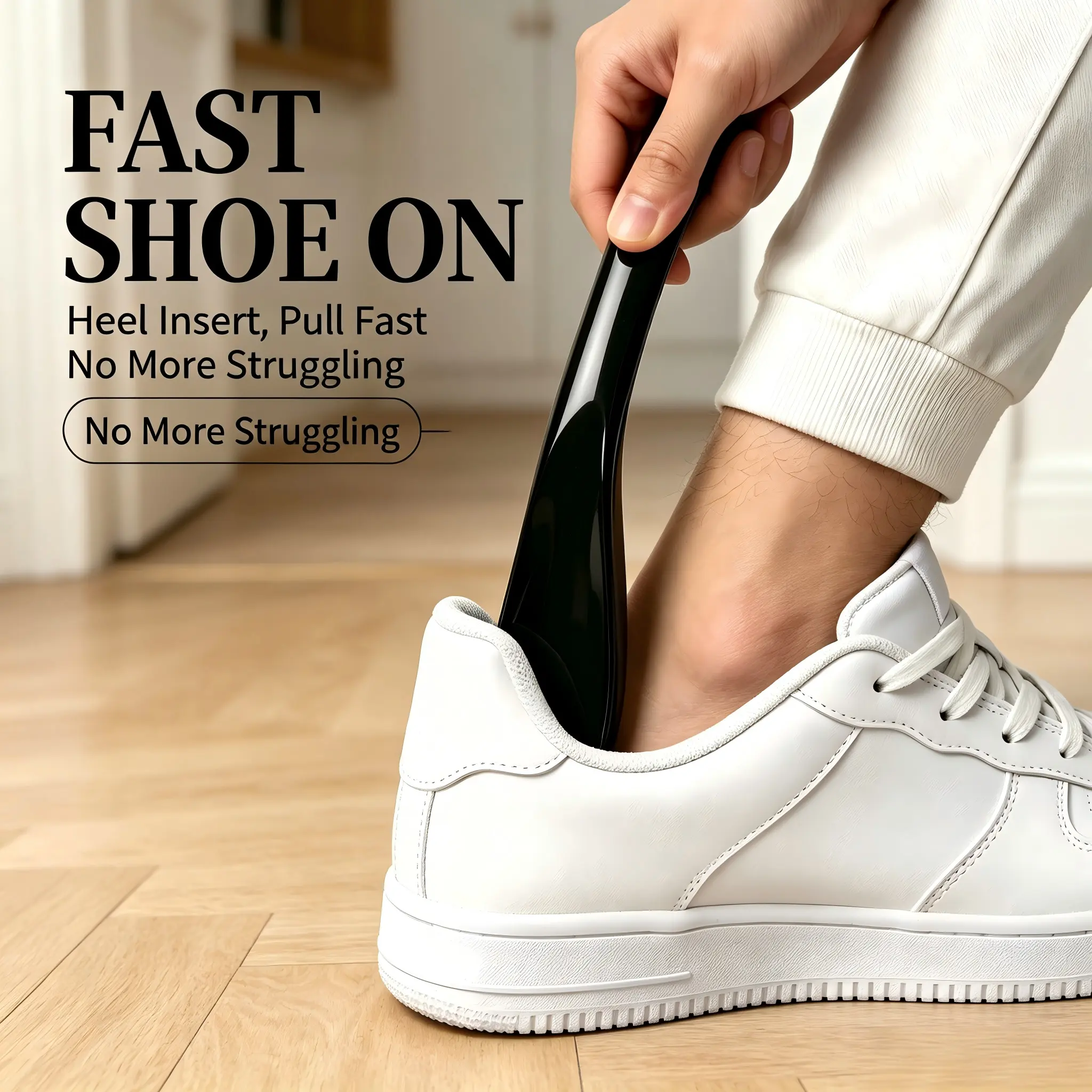 Plastic Shoe Lifter - Small, Portable Hanging Shoehorn, Convenient Easy On/Off Tool to Avoid Bending for Home, Travel Use, Footwear