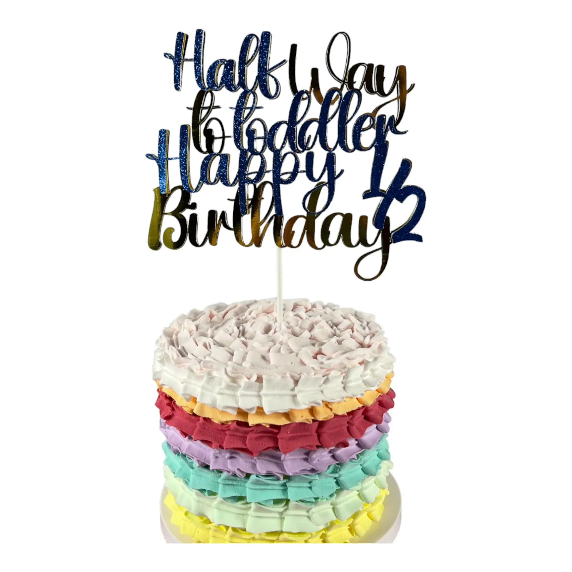 Creativity Shimmers 6th Month- Boy Birthday Cake Topper Multilayered, Multicolor, Handmade, Reusable, Sturdy, Safe