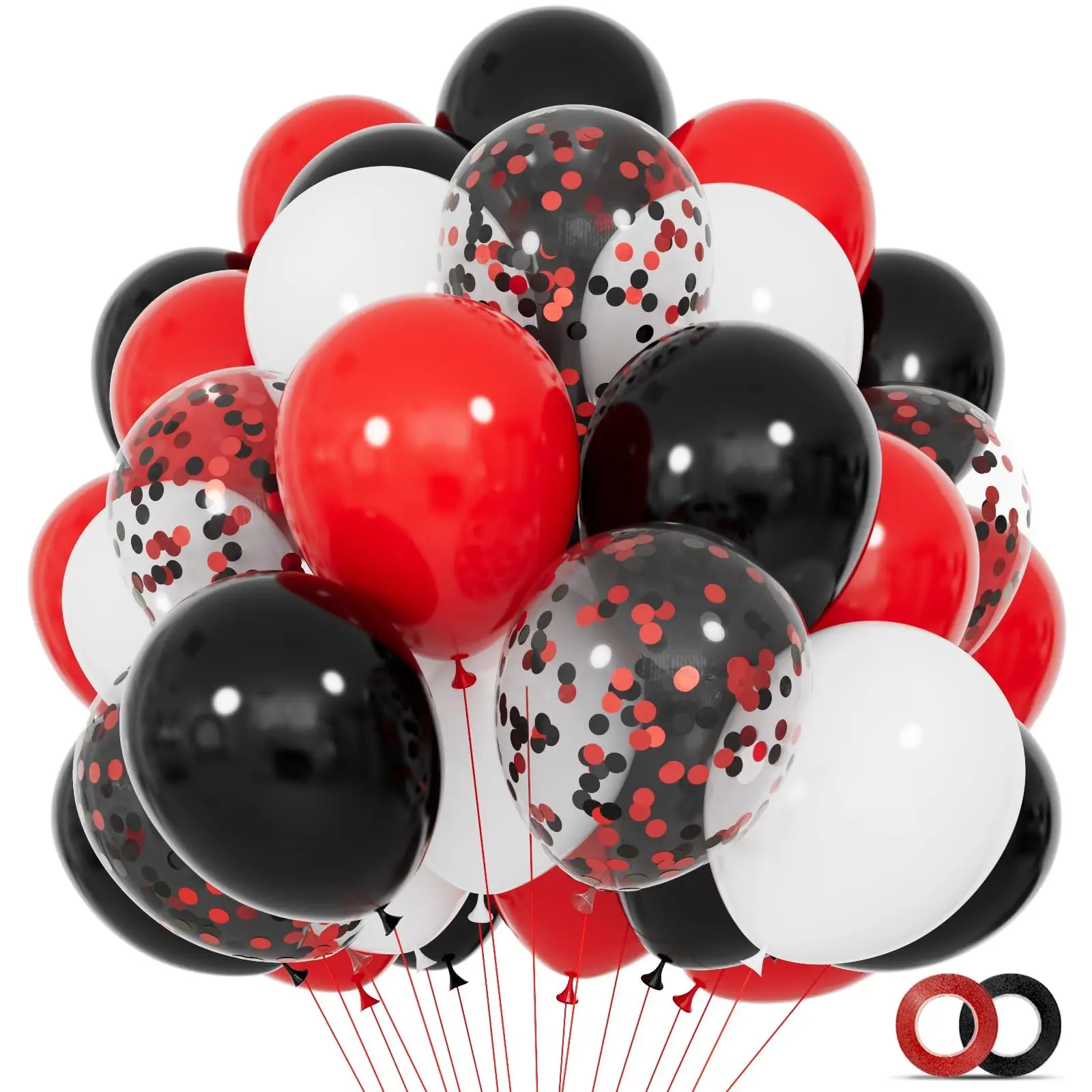 68 Red, Black, And White Latex Balloons, 12 Inches, With Black And Red Sequins, Suitable For Birthdays, Weddings, Baby Showers, Balloon Party Supplies, Party Balloons Decorations, Balloon Set, Decoration