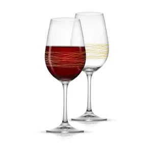 JoyJolt Set of (2) 17oz Golden Royale Crystal Red Wine Glasses