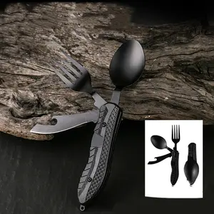 Camping Knife Fork Spoon Eating Set Sharp Steel Eating Multitool